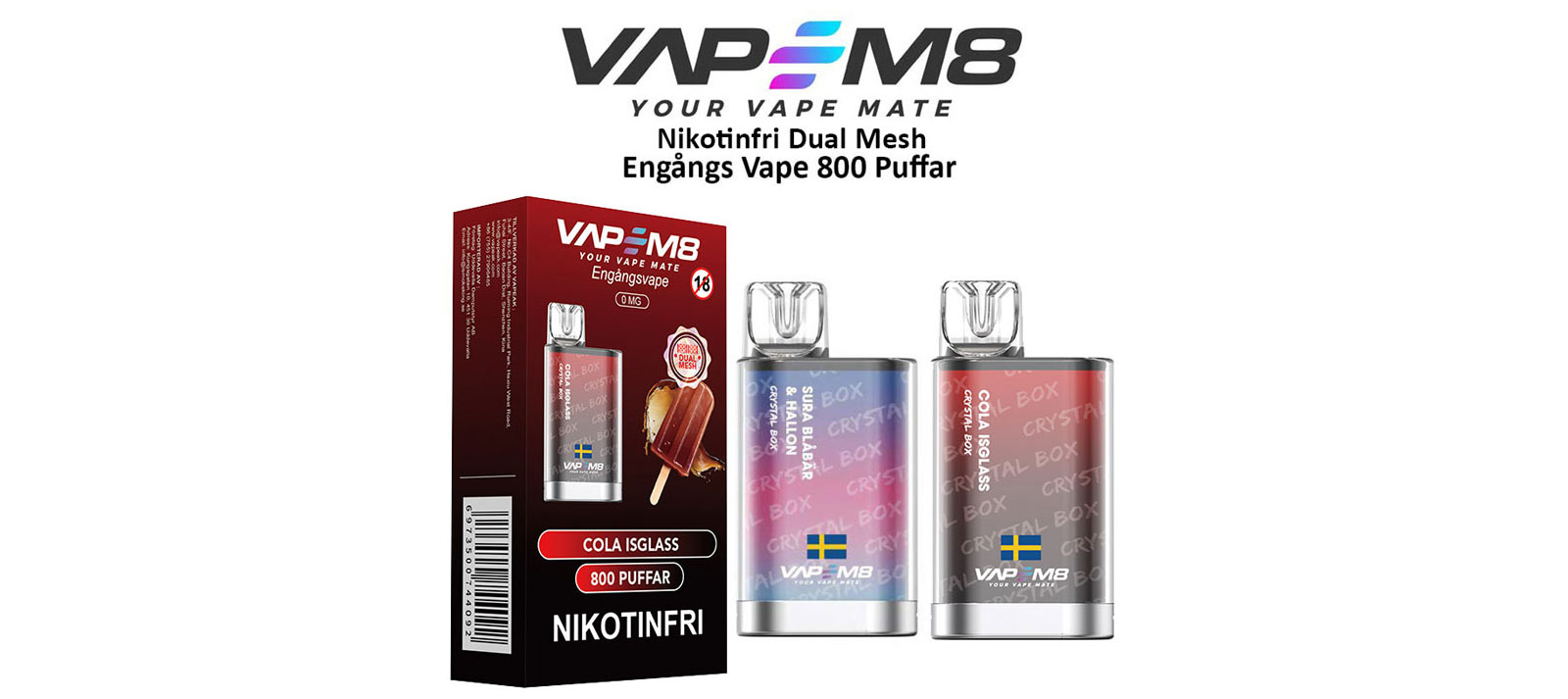 VapeM8 Crystal Box – Nu även helt nikotinfria alternativ